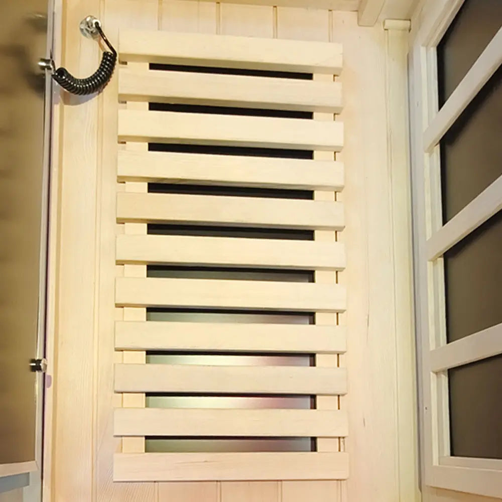 909MX 1-person ultra-low EMF infrared sauna with 270 degree glass and light therapy, additional view