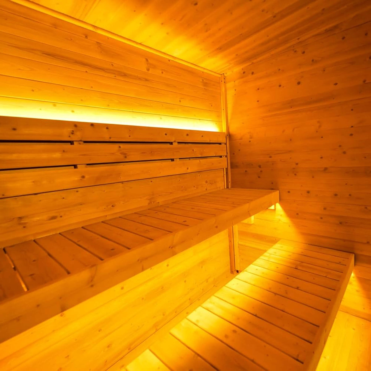 6-person steam sauna interior with benches