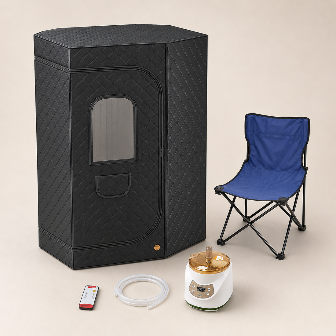 Portable foldable one-person steam sauna box for home use
