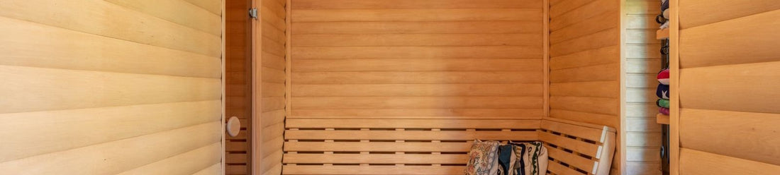 Infrared sauna interior comparing full spectrum and far infrared heating in a wood cabin