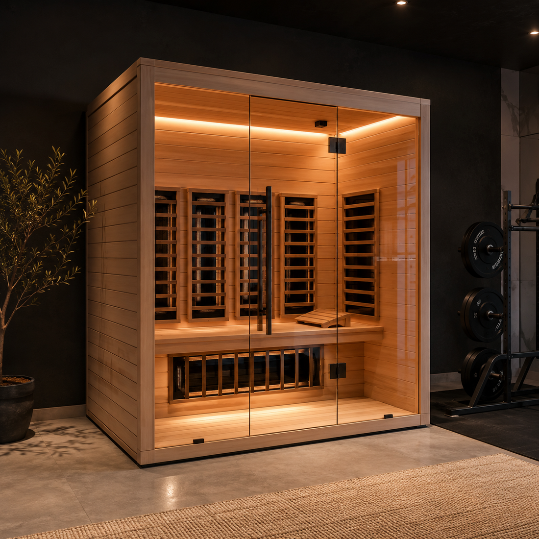 indoor infrared sauna for home with lights 