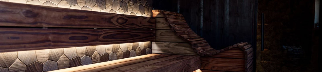 Infrared sauna interior with wood benches, a safety consideration for people with lupus