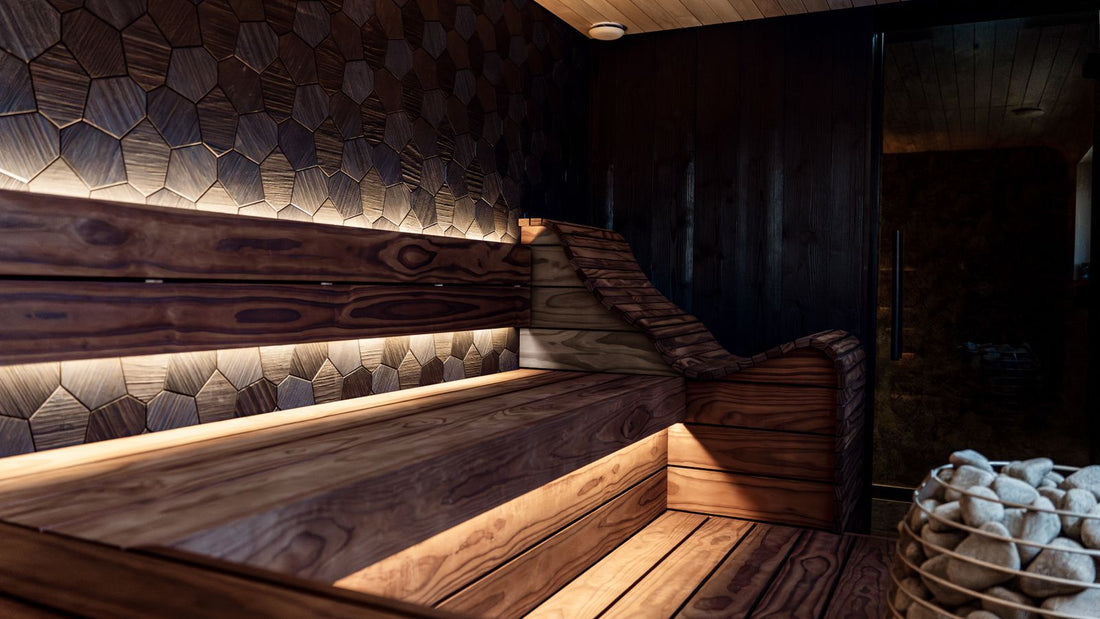 Home infrared sauna interior used as part of a sauna and cold plunge contrast therapy recovery setup