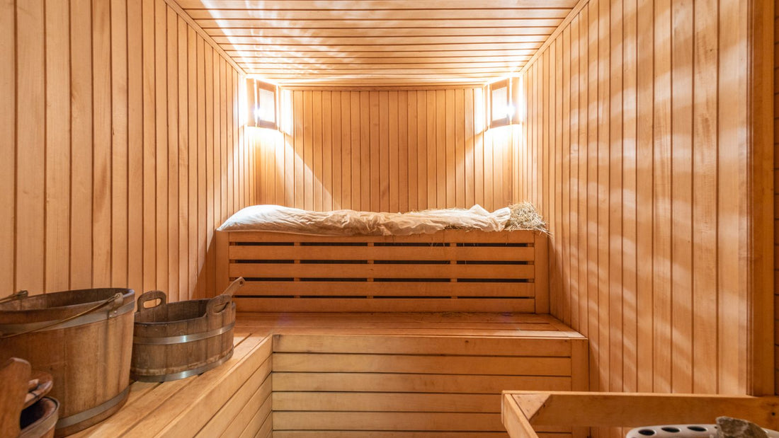 Interior of a full spectrum infrared sauna with wood benches