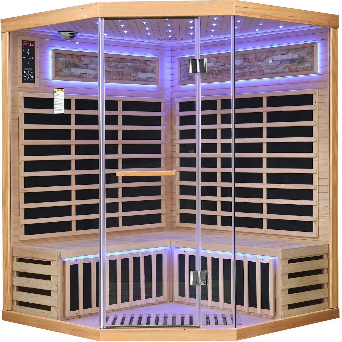 Family pentagonal infrared sauna, side view