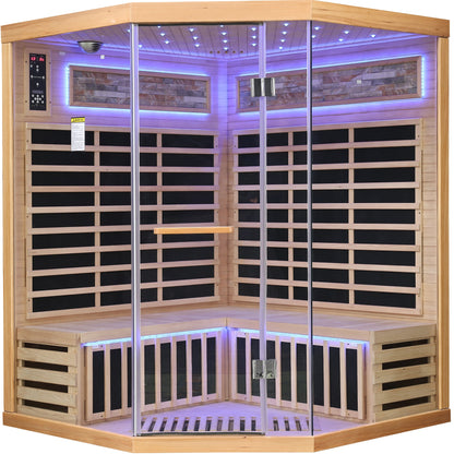 Family pentagonal infrared sauna, side view