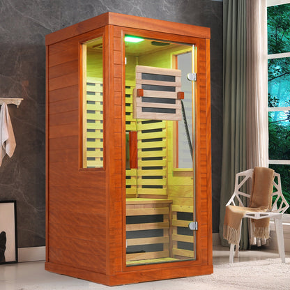 Wood infrared home sauna, exterior view