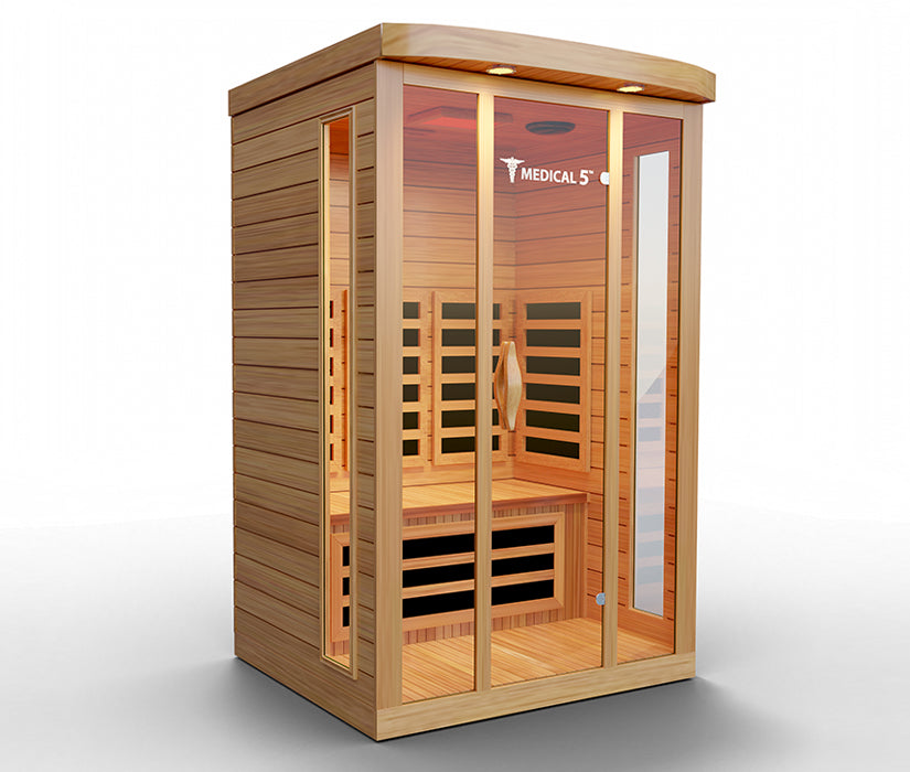3-person Canadian hemlock infrared sauna with 9 heaters, 2200W, exterior view
