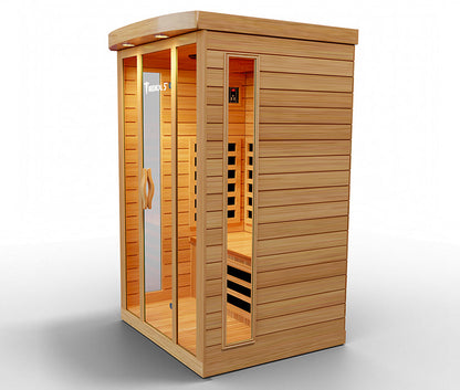 3-person Canadian hemlock infrared sauna with 9 heaters, 2200W, feature detail