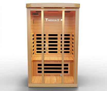 3-person Canadian hemlock infrared sauna with 9 heaters, 2200W, dimensions view