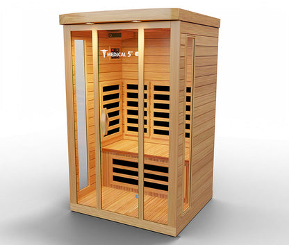 3-person Canadian hemlock infrared sauna with 9 heaters, 2200W, lighting detail