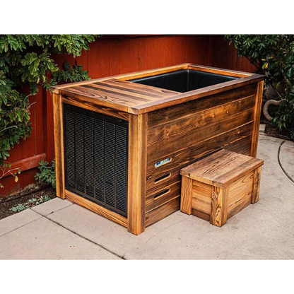 Kooru cold plunge tub showing the integrated chiller vent on the side panel