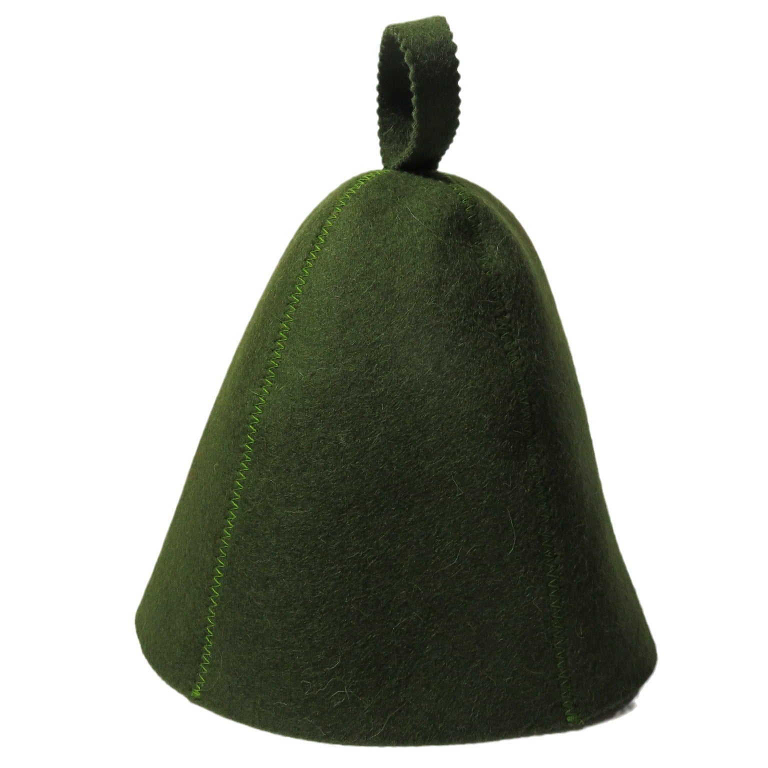 Wool sauna hat with a hanging loop for drying and storage