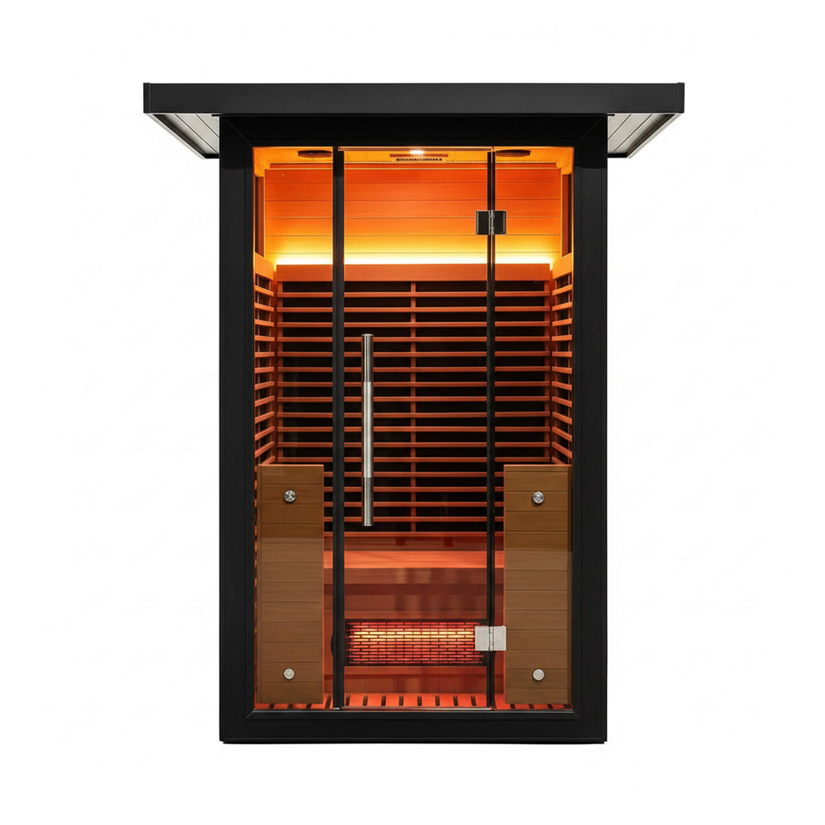 Lugano 2-person outdoor infrared sauna, front view