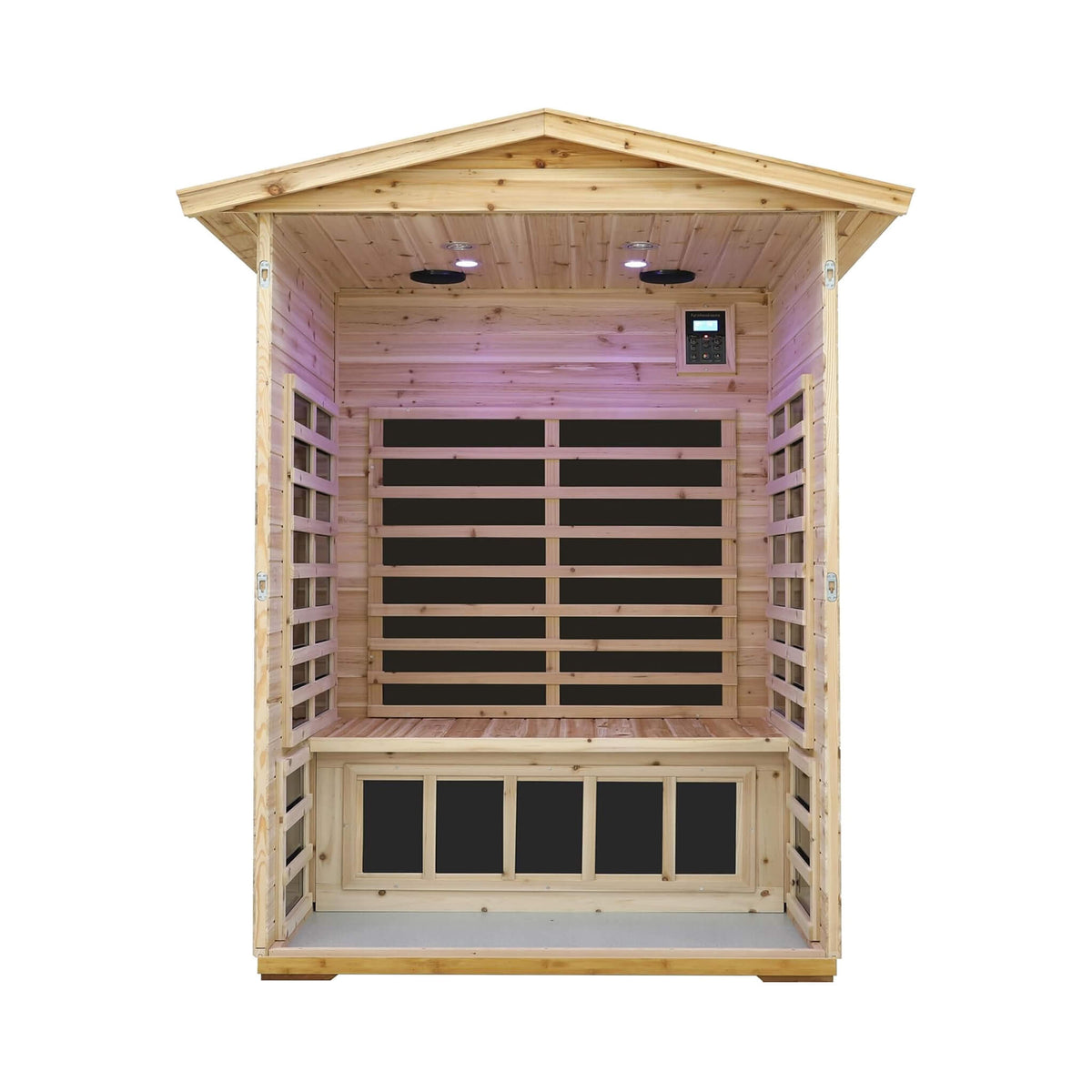 Vexa Luxury outdoor infrared sauna interior with heating plates