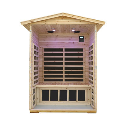 Vexa Luxury outdoor infrared sauna interior with heating plates