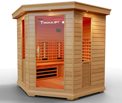 6-person full spectrum infrared sauna, side view