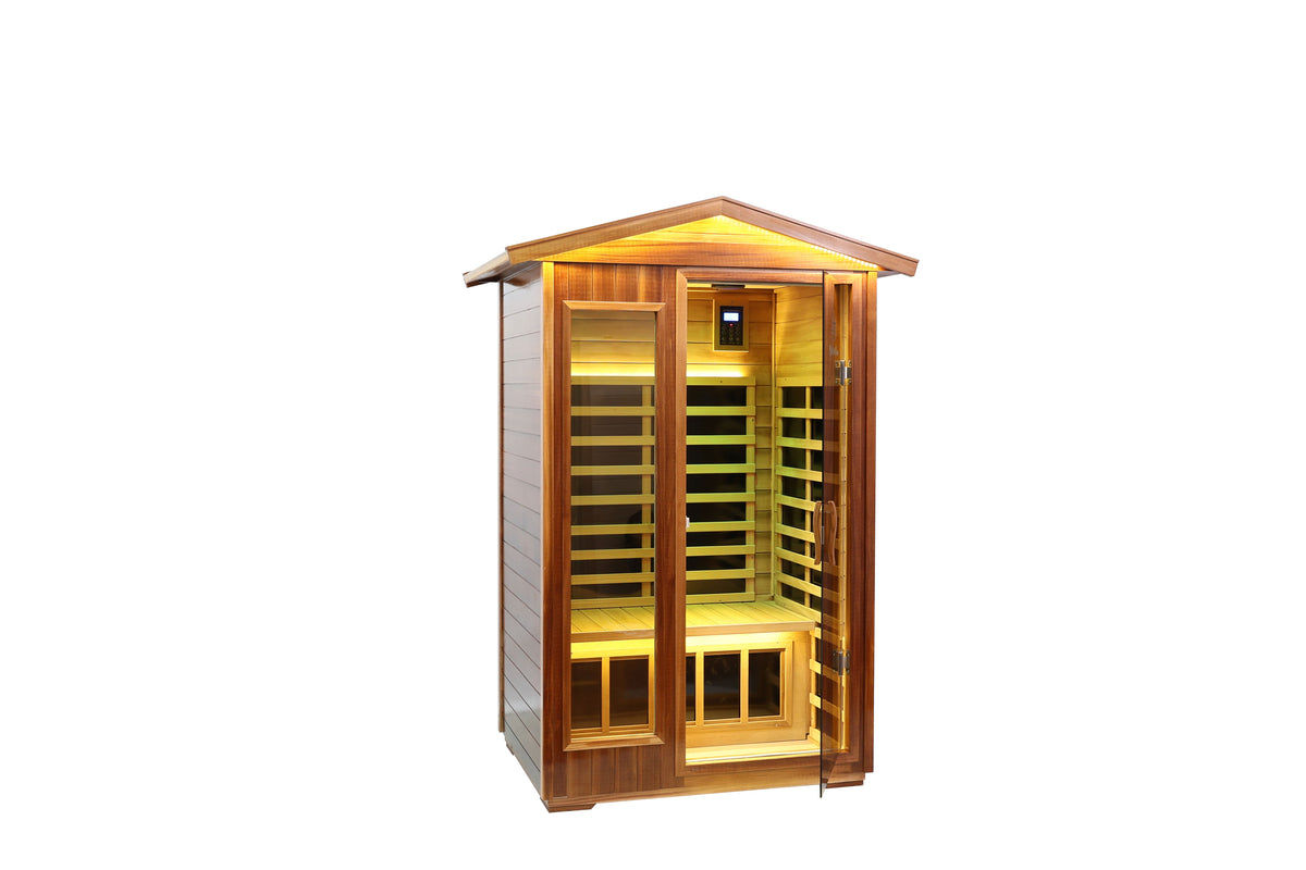Two-person solid wood infrared sauna, additional view
