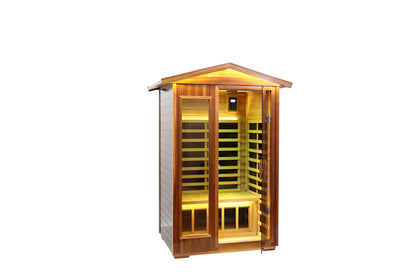 Two-person solid wood infrared sauna, additional view