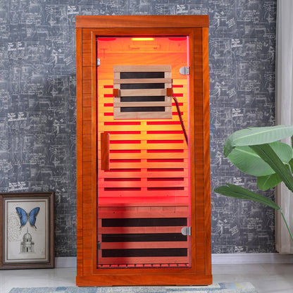Wood infrared home sauna, side view