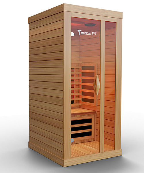 1-person full spectrum infrared sauna, angled view
