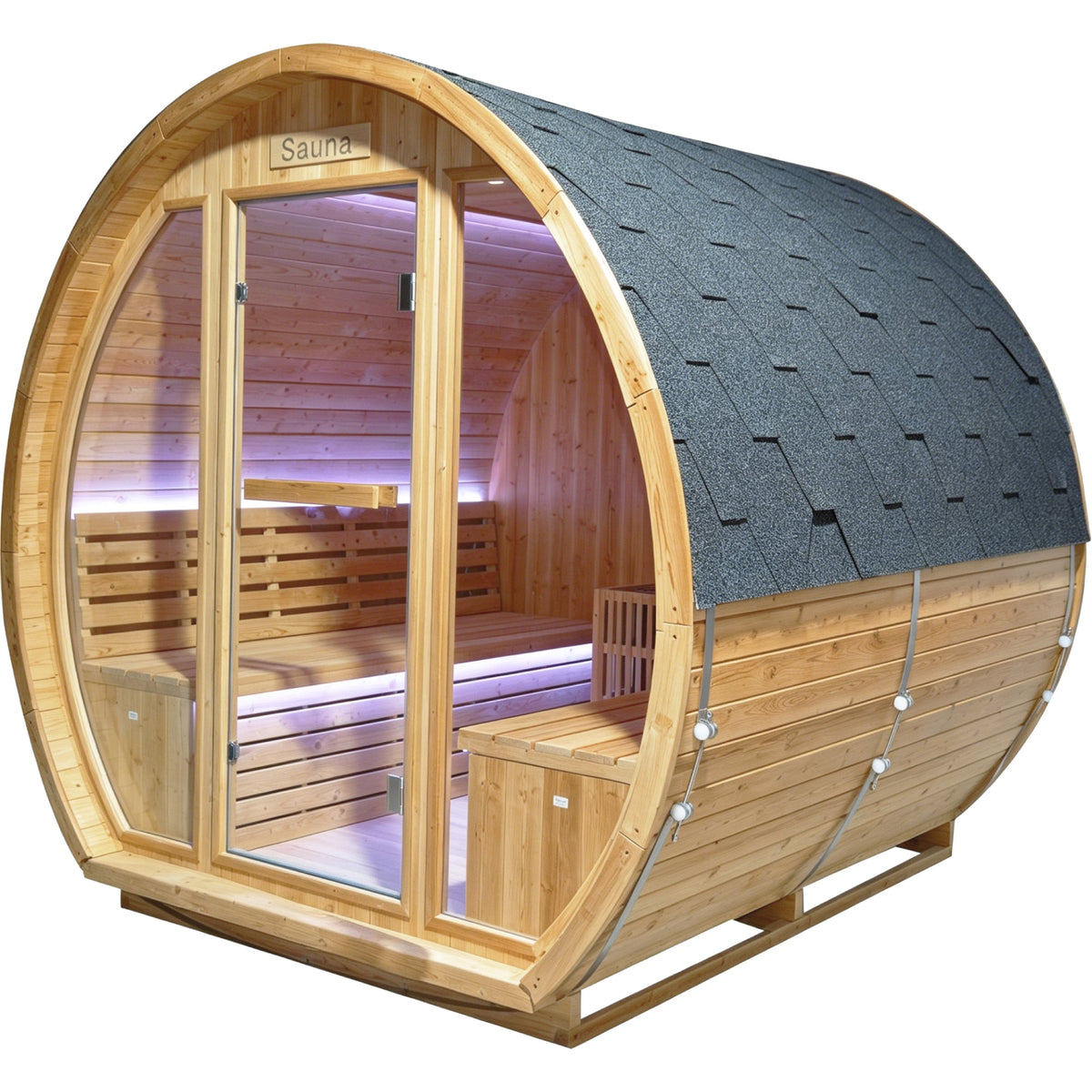 Outdoor sauna room door detail