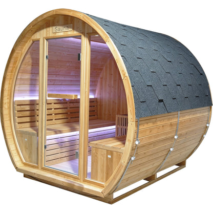 Outdoor sauna room door detail