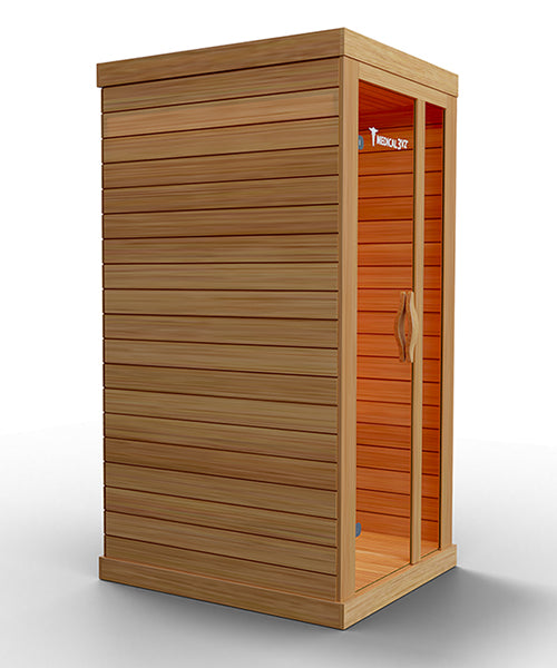 1-person full spectrum infrared sauna interior with heating panels