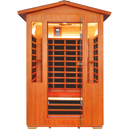 HOSAUNA outdoor infrared sauna, angled view