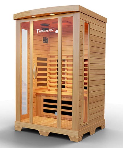 2-person full spectrum infrared sauna interior with heating panels