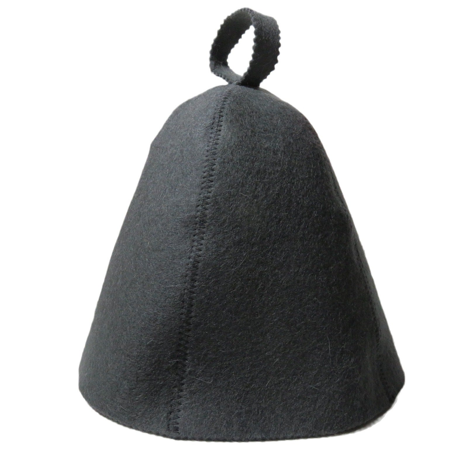 Wool sauna hat shown in its natural felt texture