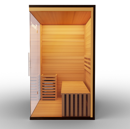 3-person traditional steam sauna bench seating
