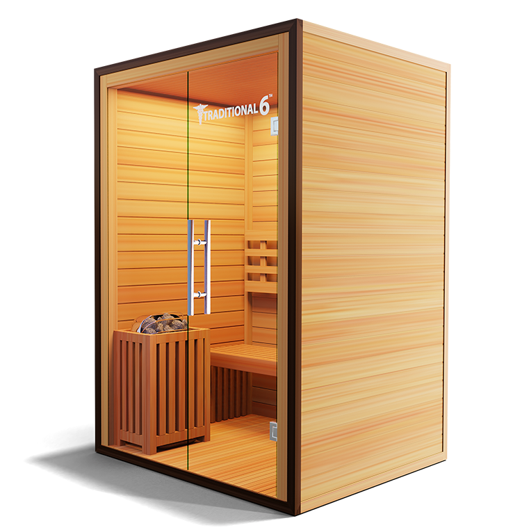2-person traditional steam sauna, side view