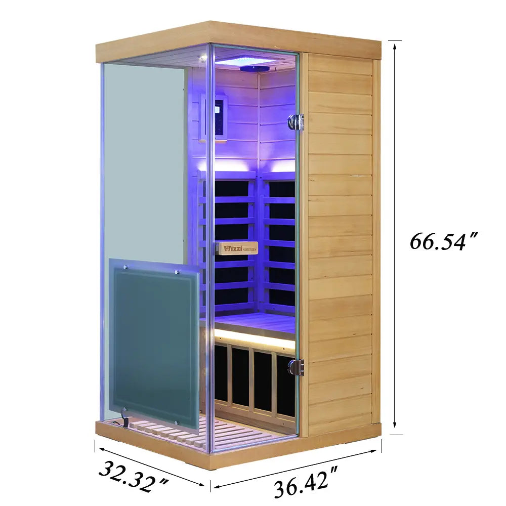 909MX infrared sauna interior with red light therapy