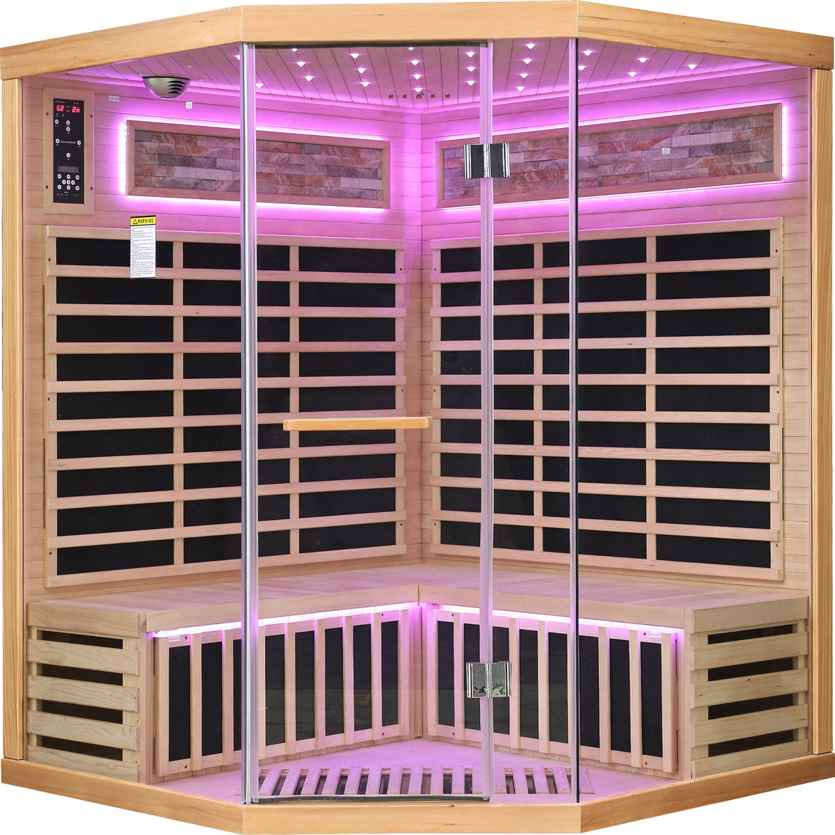 Family pentagonal infrared sauna, interior view