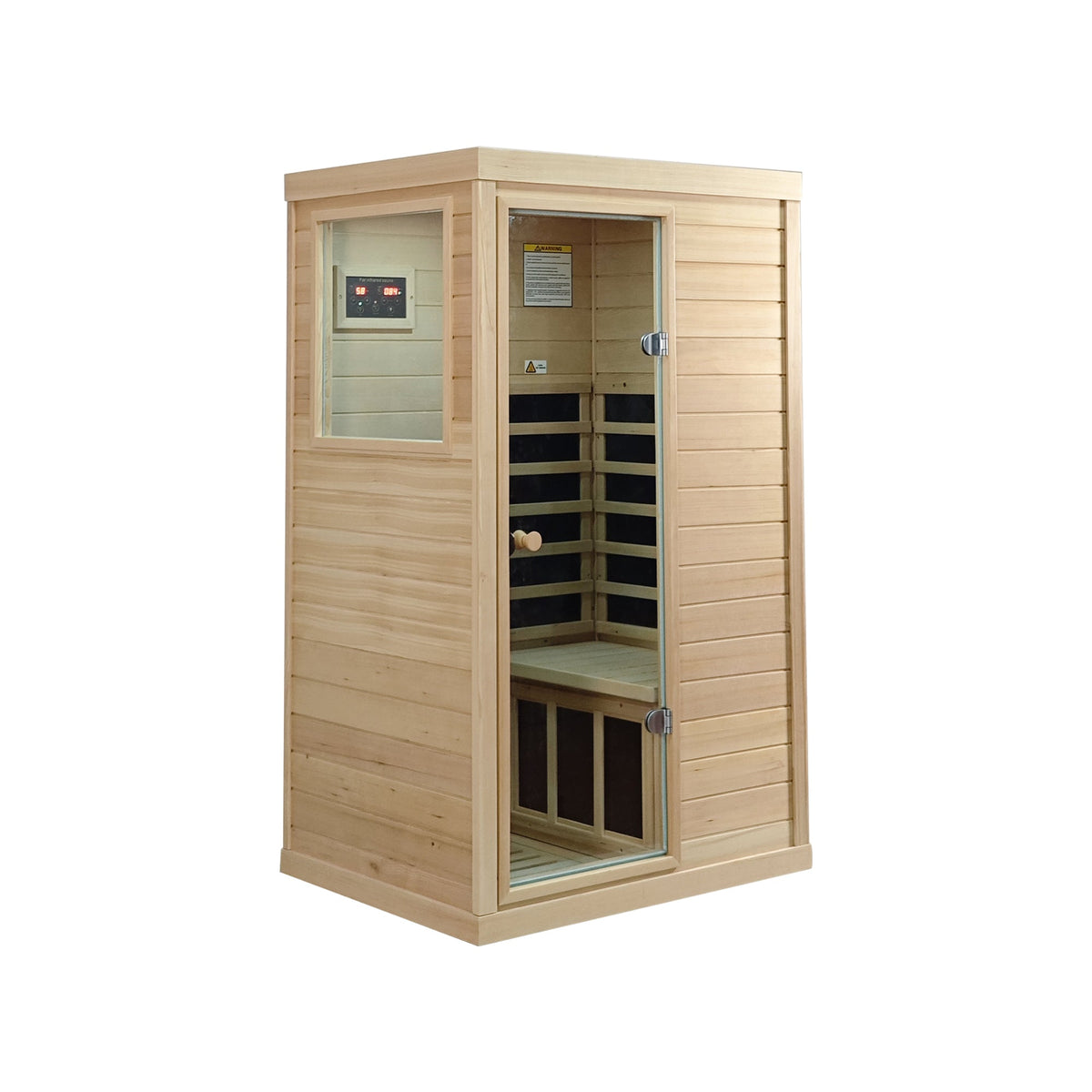 Canadian hemlock 1-person indoor infrared sauna interior
