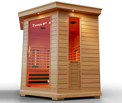 6-person full spectrum infrared sauna, angled view