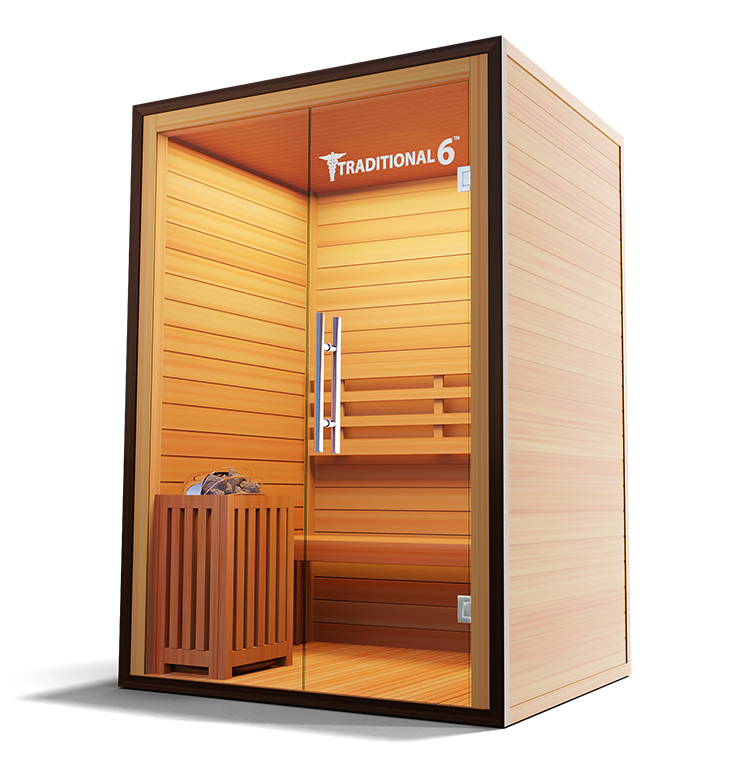 2-person traditional steam sauna in hemlock, front view