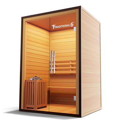 2-person traditional steam sauna in hemlock, front view