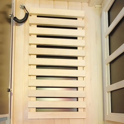 909MX 1-person ultra-low EMF infrared sauna with 270 degree glass and light therapy, additional view