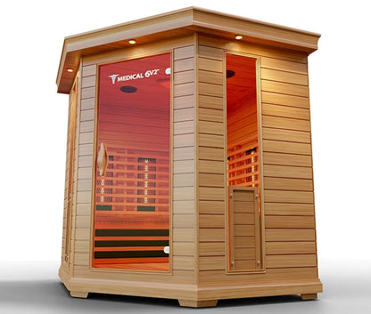 6-person full spectrum infrared sauna interior with heating panels