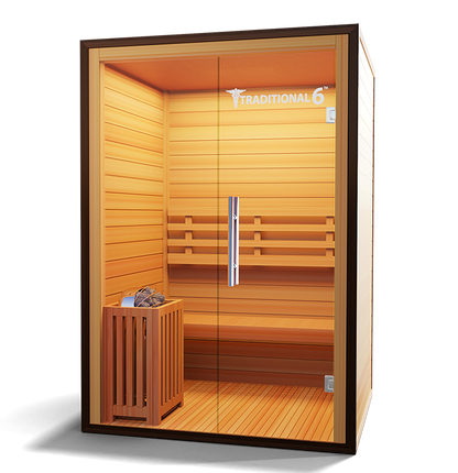 2-person traditional steam sauna, angled view