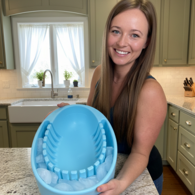 Face Plunge Pure facial cold plunge bowl with separate ice chamber, lighting detail