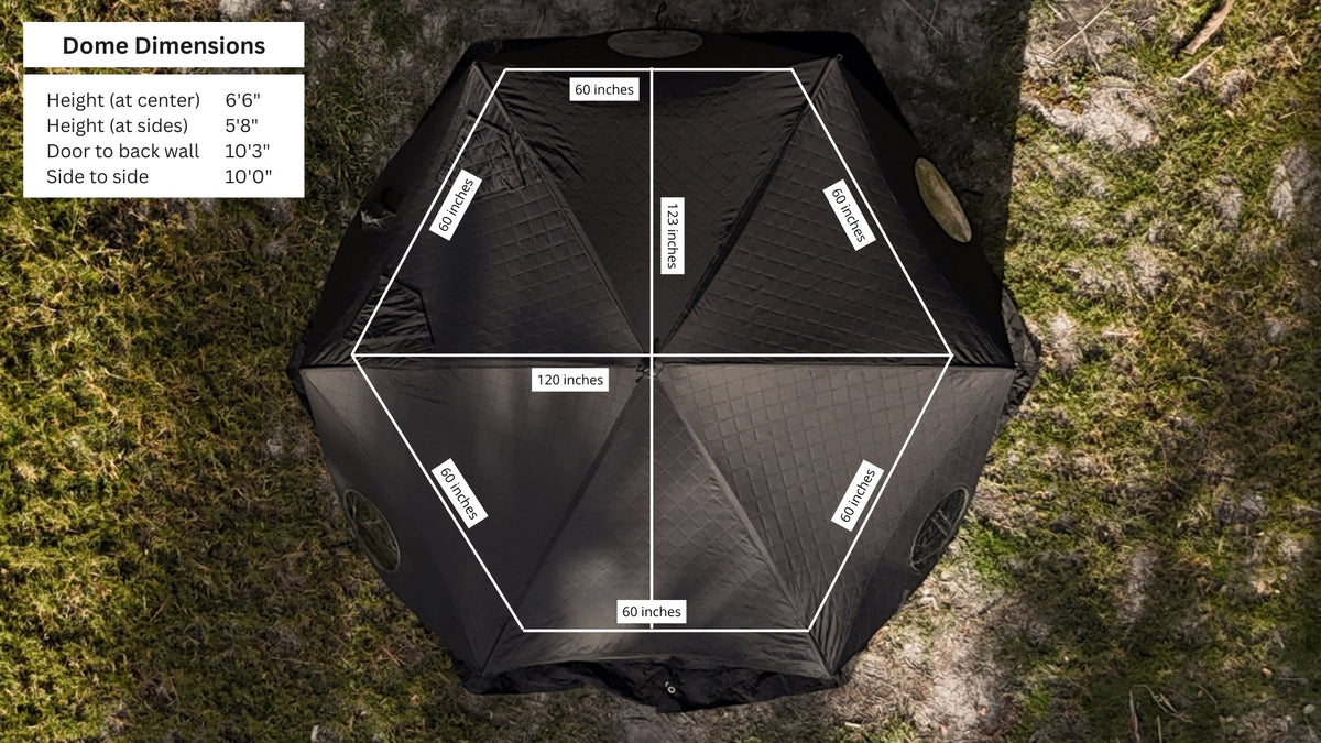 Dome portable sauna tent in outdoor setting