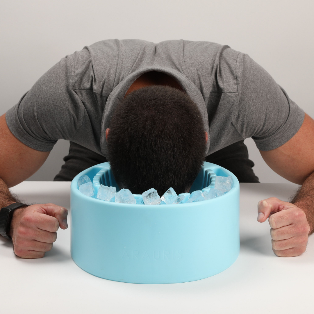 Face Plunge Pure facial cold plunge bowl with separate ice chamber, dimensions view