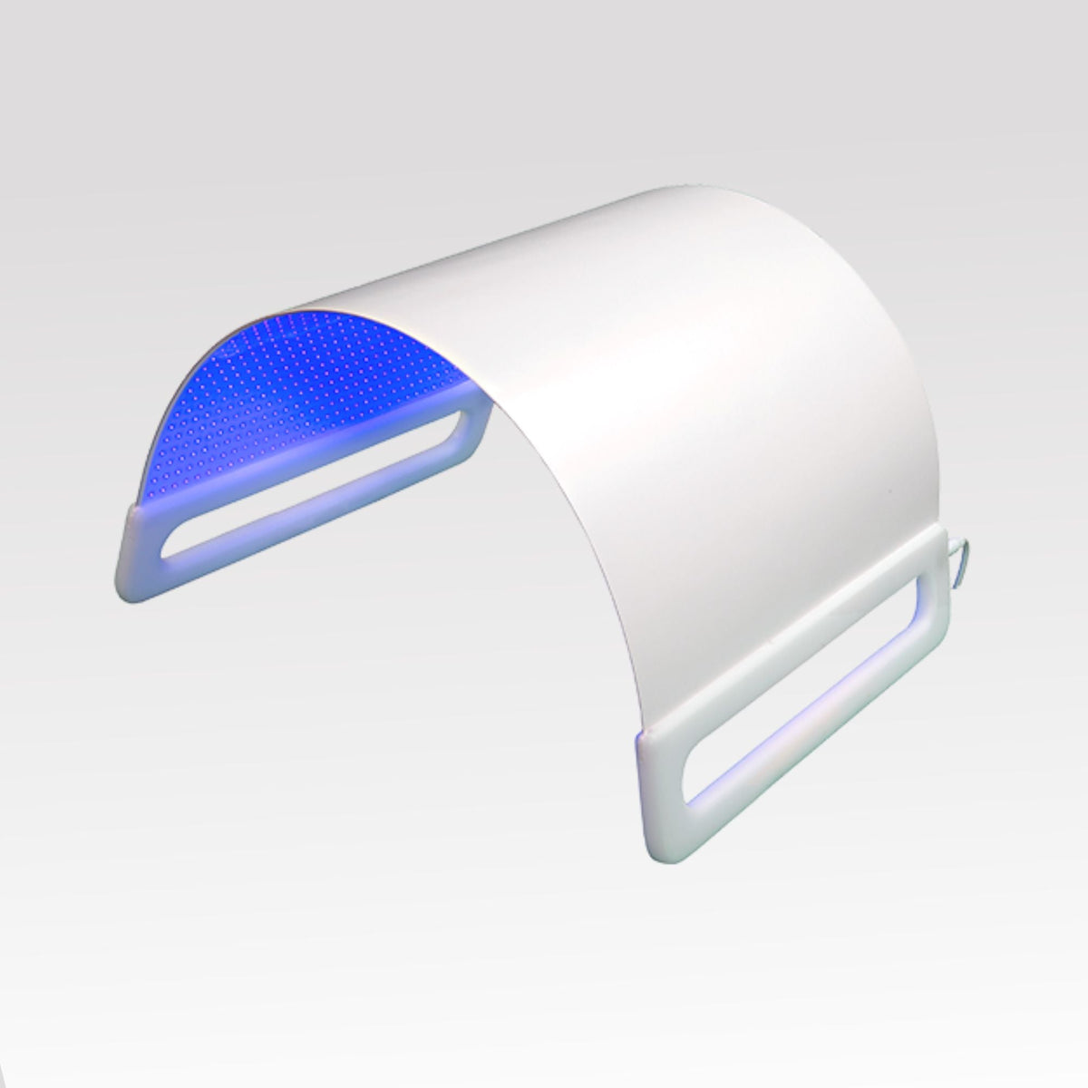 Lumara Illuminate Blue arch panel lit with blue LEDs on a white background
