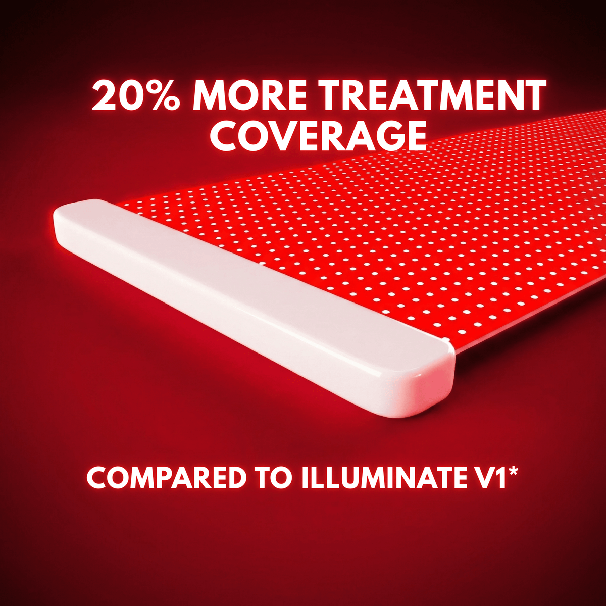 Lumara Illuminate Red V2 panel laid flat with the LED array illuminated