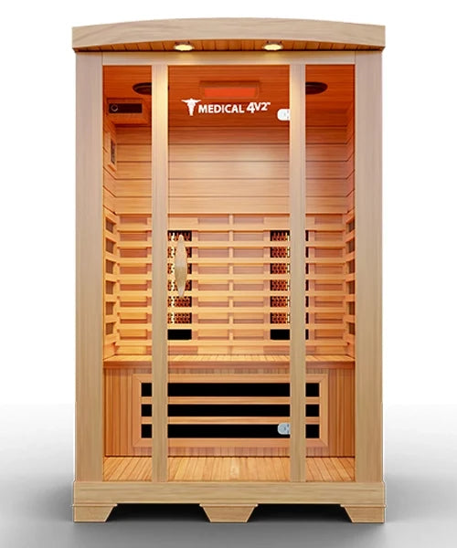 2-person full spectrum infrared sauna in hemlock, front view