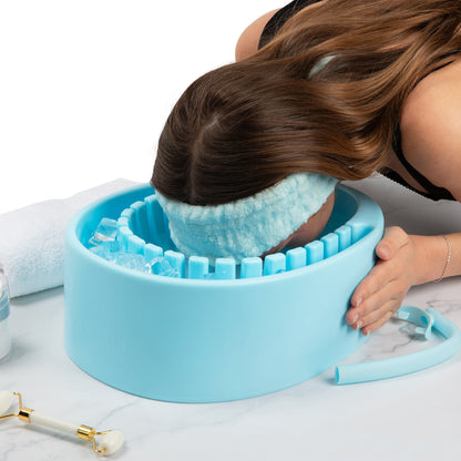Person using the Face Plunge Pure facial cold plunge bowl