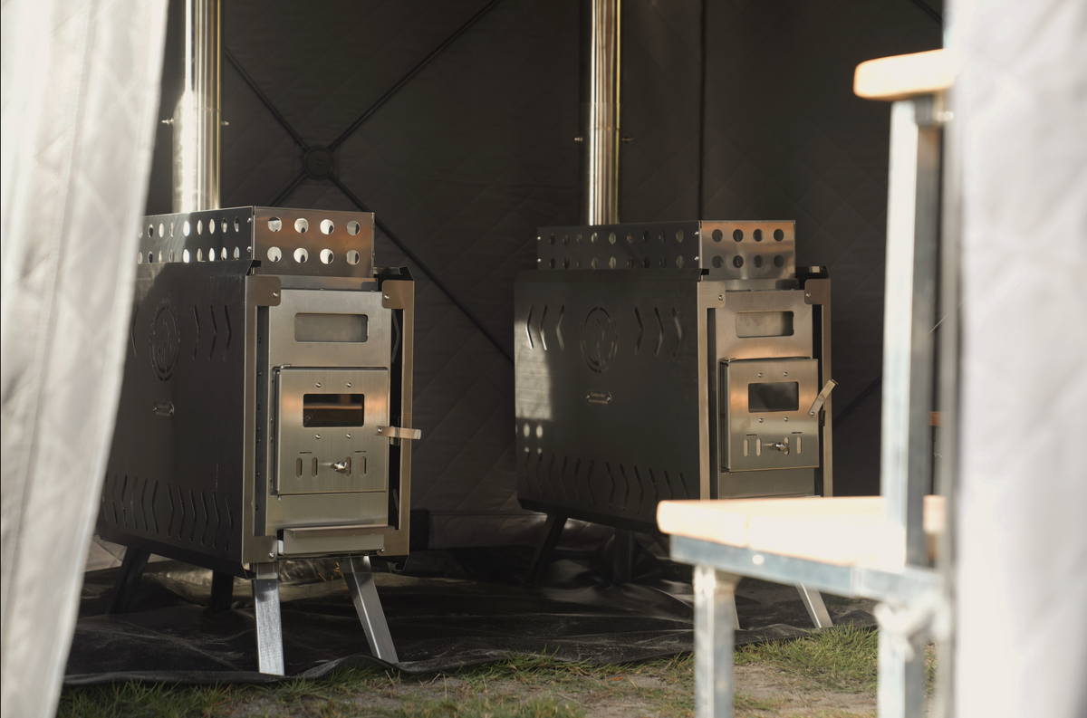 Dome portable sauna tent, side view